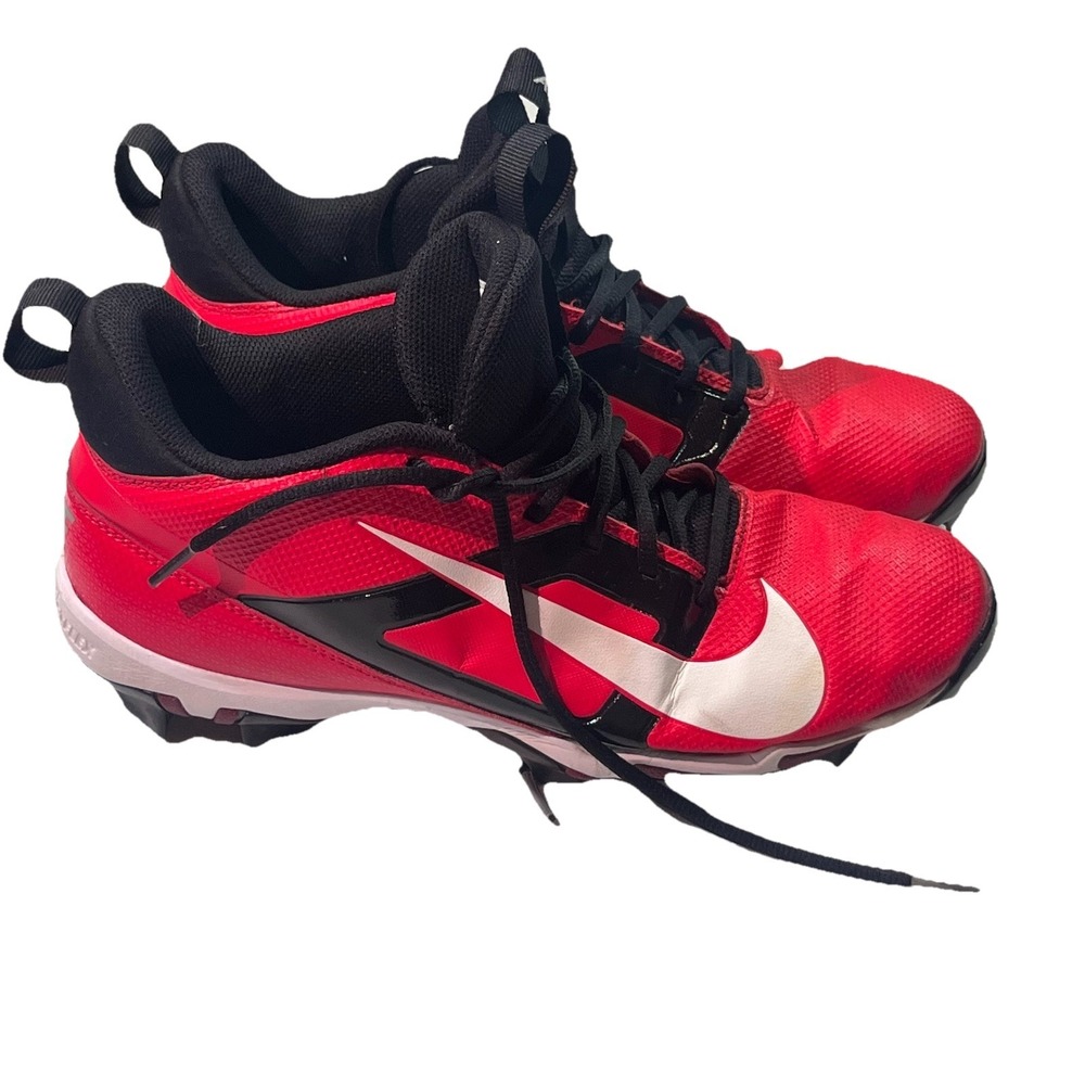 Size 10 Men's Nike Alpha Menace 4 Shark Football Cleats Red Black FN0028-600 EUC